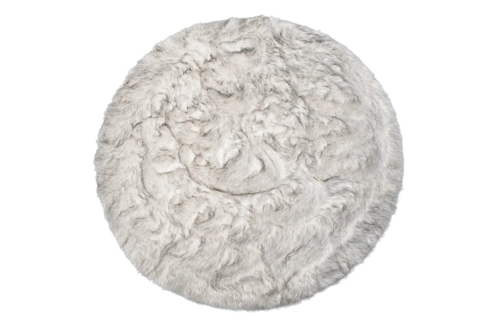 6' X 6' Ombre Grey Round Faux Fur Washable Non Skid Area Rug - Homeroots