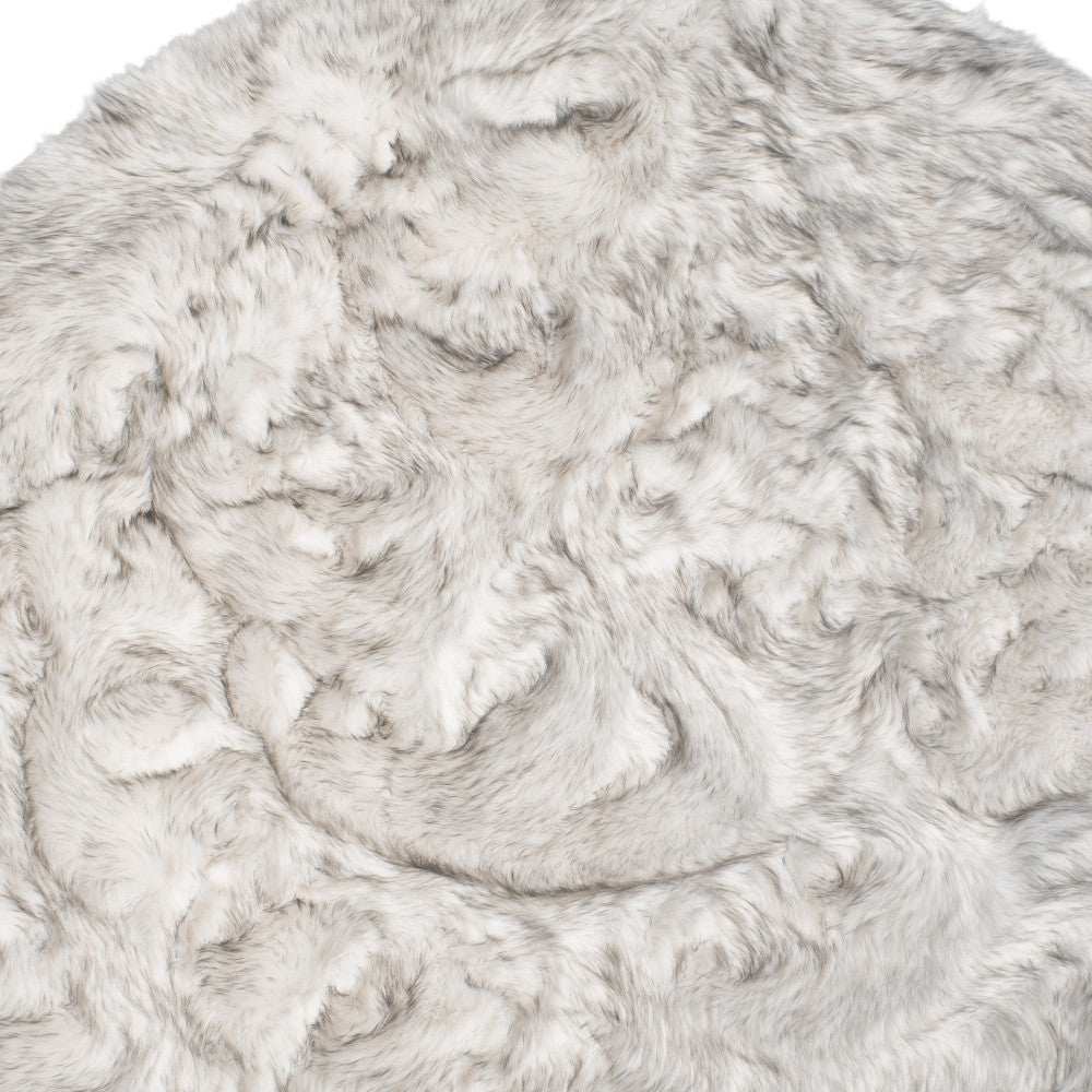 6' X 6' Ombre Grey Round Faux Fur Washable Non Skid Area Rug - Homeroots - Flyclothing LLC