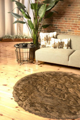 6' X 6' Tan Round Faux Fur Washable Non Skid Area Rug - Homeroots - Flyclothing LLC