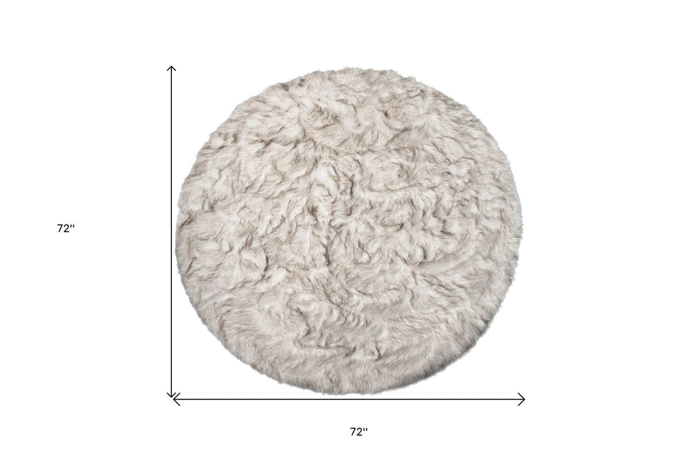 6' X 6' Ombre Chocolate Round Faux Fur Washable Non Skid Area Rug - Homeroots - Flyclothing LLC