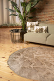 6' X 6' Taupe Round Faux Fur Washable Non Skid Area Rug - Homeroots