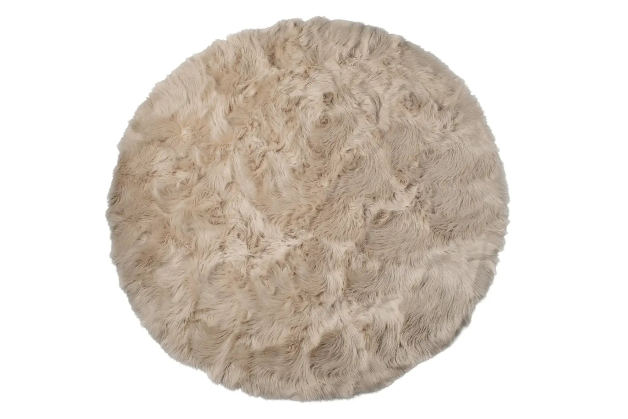 6' X 6' Taupe Round Faux Fur Washable Non Skid Area Rug - Homeroots - Flyclothing LLC