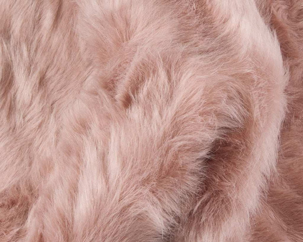 6' X 6' Dusty Rose Round Faux Fur Washable Non Skid Area Rug - Homeroots - Flyclothing LLC