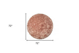 6' X 6' Dusty Rose Round Faux Fur Washable Non Skid Area Rug - Homeroots