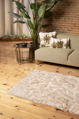 3' X 5' Ombre Tan Faux Fur Washable Non Skid Area Rug - Homeroots - Flyclothing LLC
