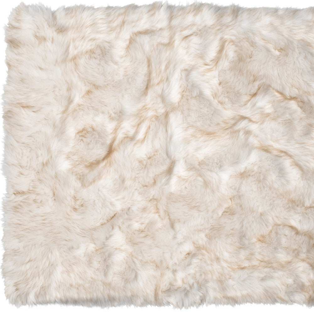 3' X 5' Ombre Tan Faux Fur Washable Non Skid Area Rug - Homeroots - Flyclothing LLC