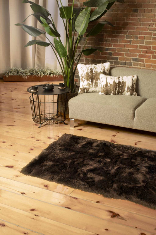 3' X 5' Chocolate Faux Fur Non Skid Area Rug - Homeroots - Flyclothing LLC