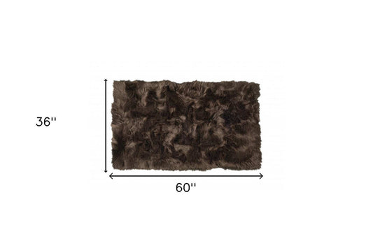 3' X 5' Chocolate Faux Fur Non Skid Area Rug - Homeroots - Flyclothing LLC