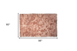 5' X 8' Dusty Rose Faux Fur Non Skid Area Rug - Homeroots