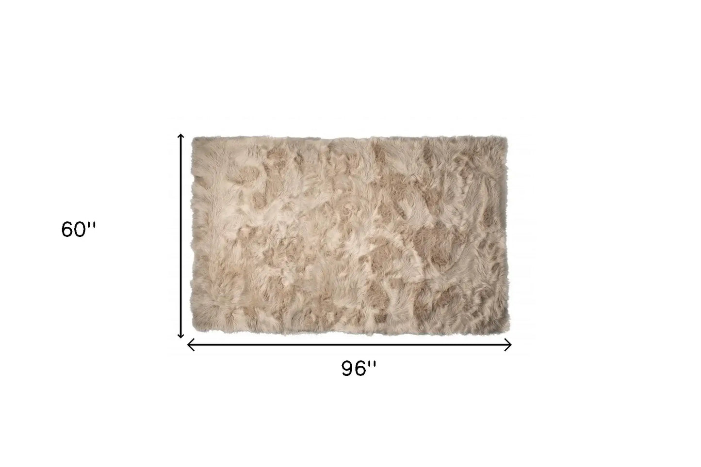5' X 8' Taupe Faux Fur Non Skid Area Rug - Homeroots - Flyclothing LLC