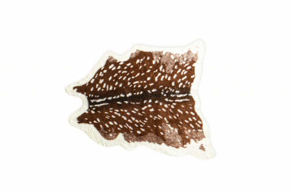 4' X 5' Off White And Brown Faux Cowhide Non Skid Area Rug - Homeroots