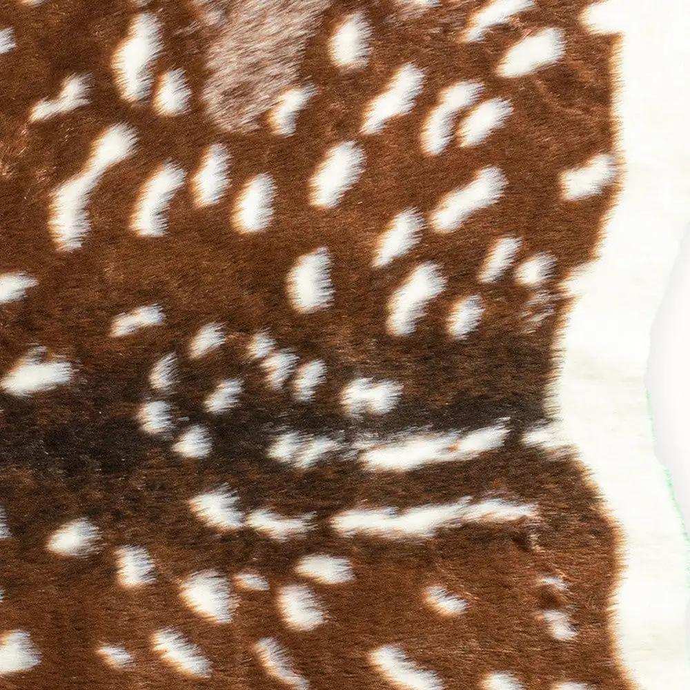 4' X 5' Off White And Brown Faux Cowhide Non Skid Area Rug - Homeroots - Flyclothing LLC