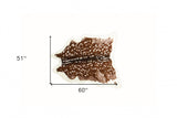 4' X 5' Off White And Brown Faux Cowhide Non Skid Area Rug