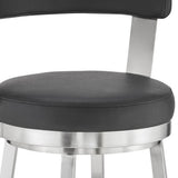 30" Black And Silver Iron Swivel Backless Bar Height Bar Chair - Homeroots - Flyclothing LLC