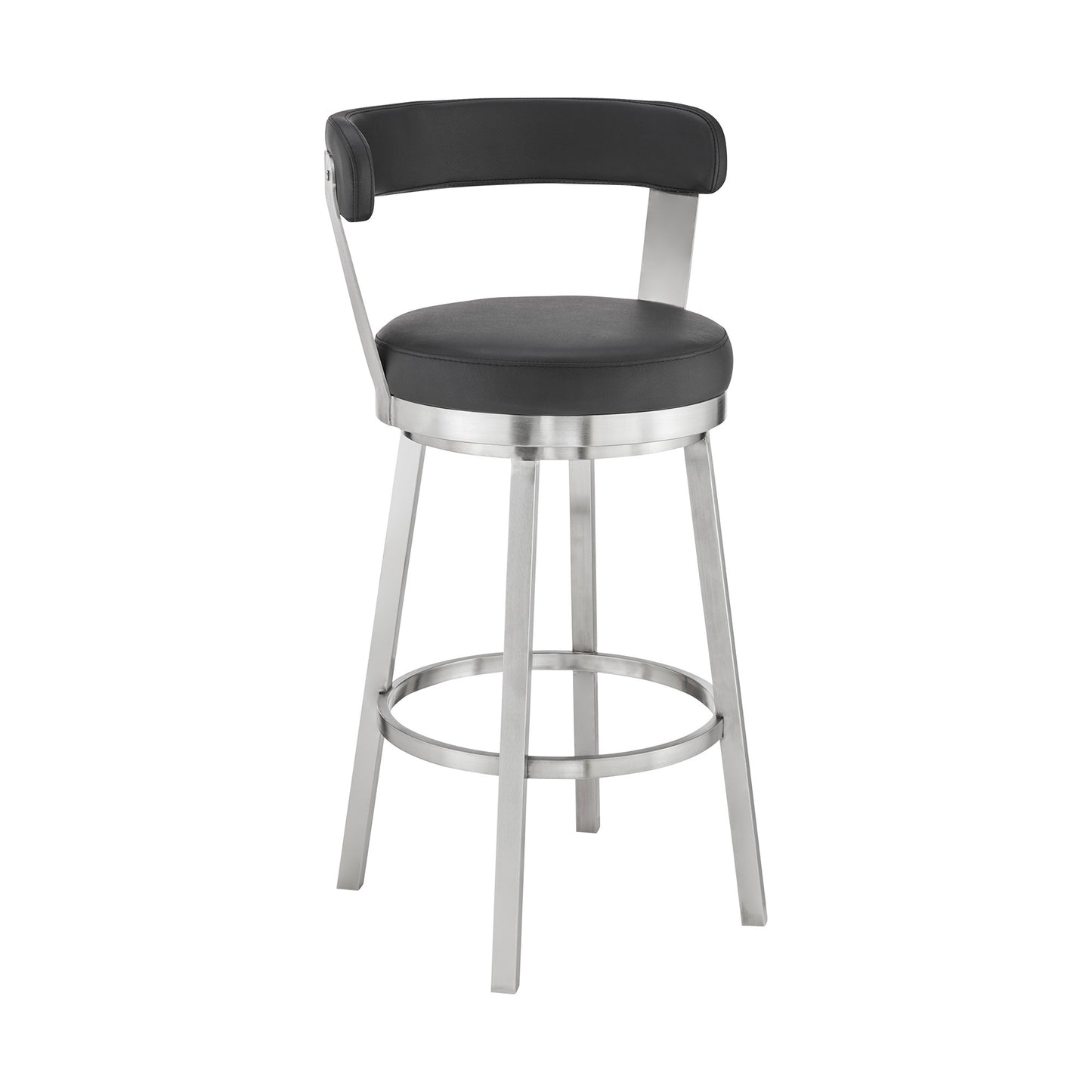 30" Black And Silver Iron Swivel Backless Bar Height Bar Chair - Homeroots - Flyclothing LLC