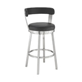 30" Black And Silver Iron Swivel Backless Bar Height Bar Chair - Homeroots