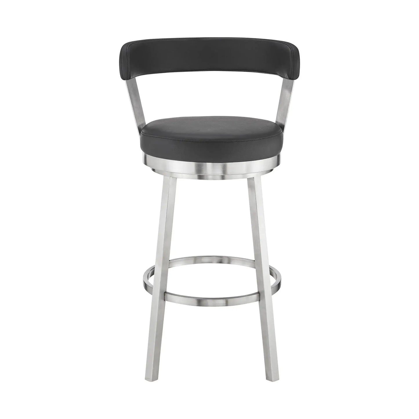 30" Black And Silver Iron Swivel Backless Bar Height Bar Chair - Homeroots - Flyclothing LLC