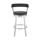 30" Black And Silver Iron Swivel Backless Bar Height Bar Chair - Homeroots - Flyclothing LLC