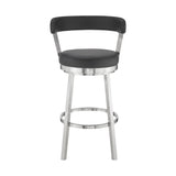 30" Black And Silver Iron Swivel Backless Bar Height Bar Chair - Homeroots