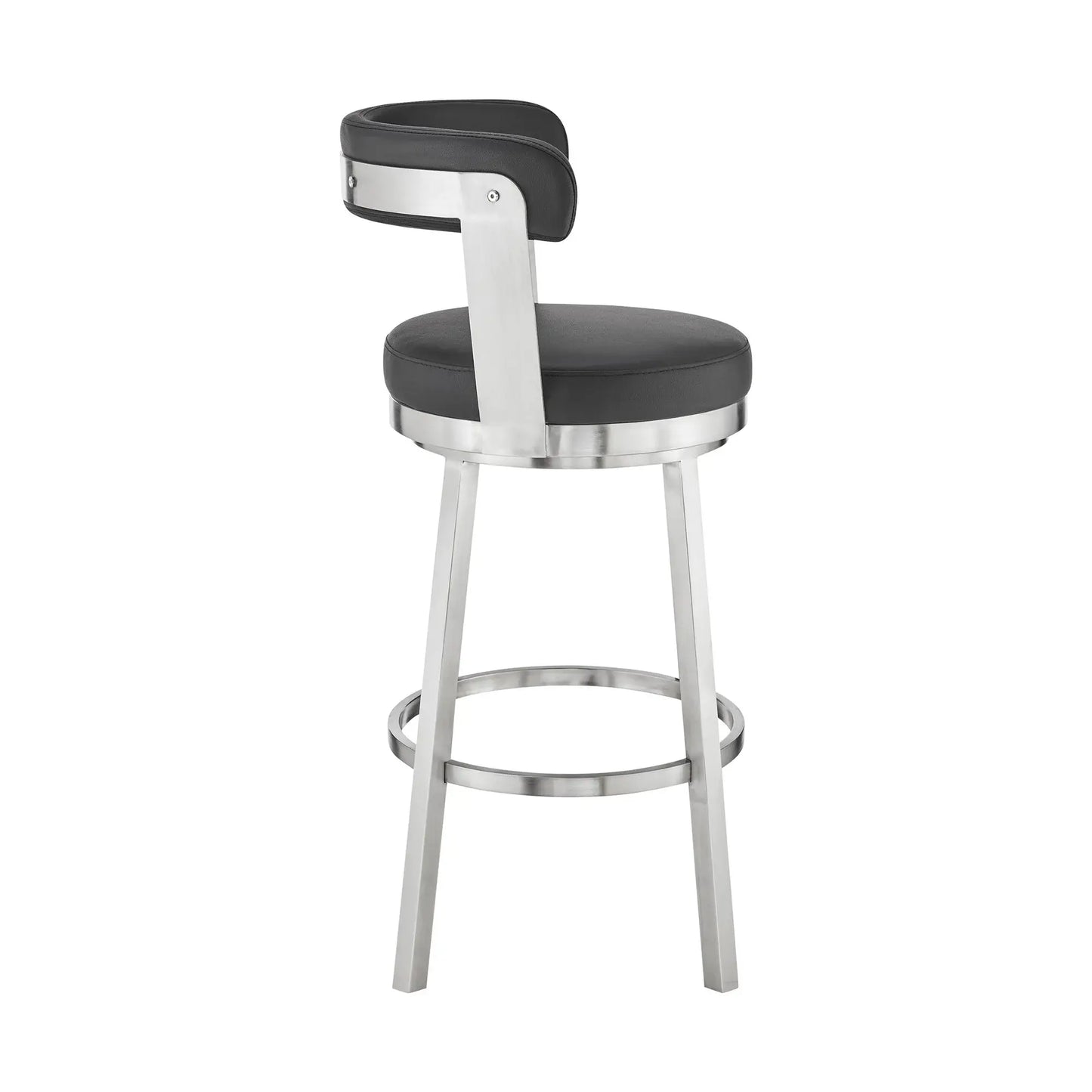 30" Black And Silver Iron Swivel Backless Bar Height Bar Chair - Homeroots - Flyclothing LLC