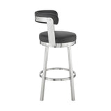 30" Black And Silver Iron Swivel Backless Bar Height Bar Chair - Homeroots - Flyclothing LLC