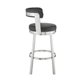 30" Black And Silver Iron Swivel Backless Bar Height Bar Chair - Homeroots