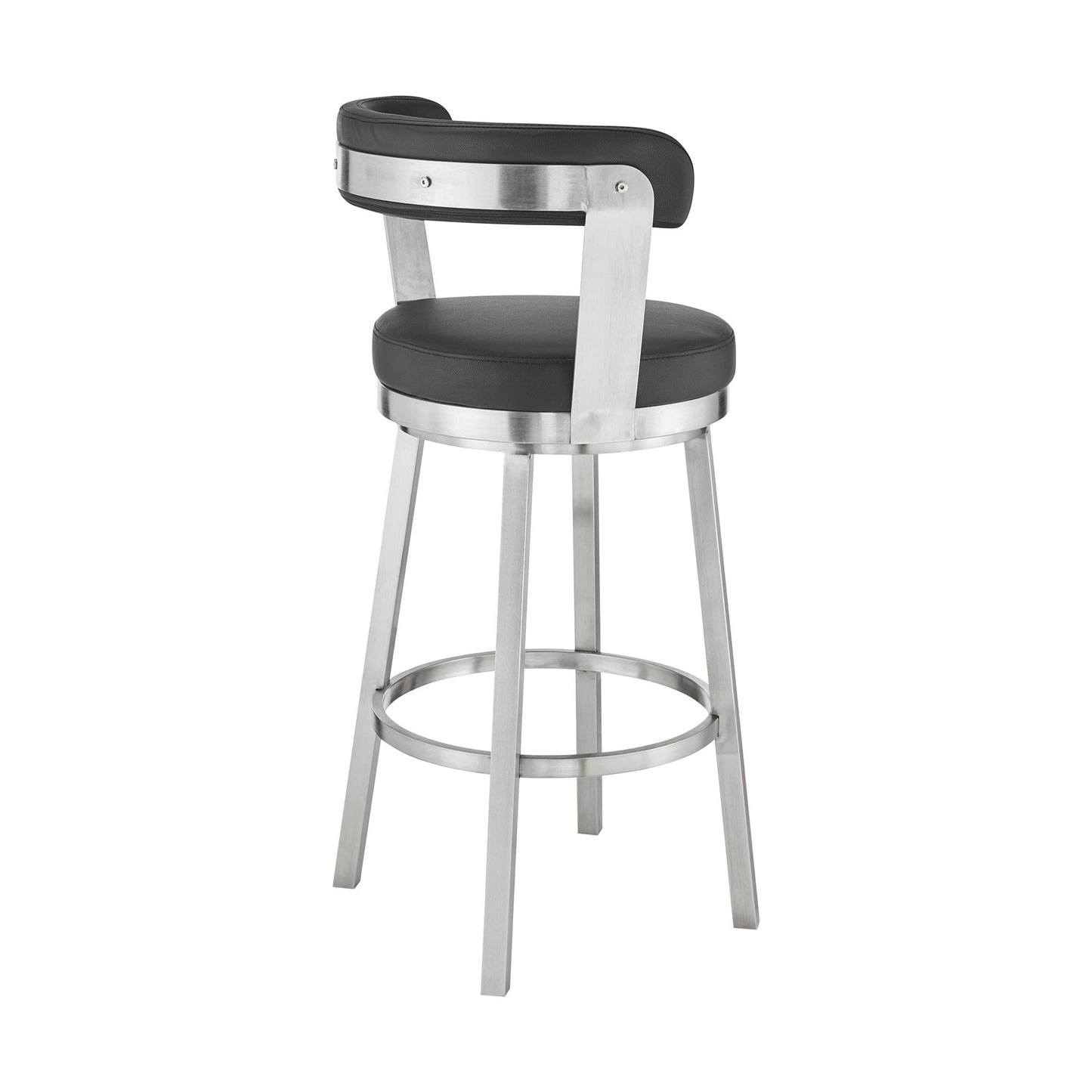 30" Black And Silver Iron Swivel Backless Bar Height Bar Chair - Homeroots - Flyclothing LLC