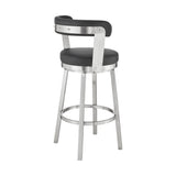 30" Black And Silver Iron Swivel Backless Bar Height Bar Chair - Homeroots - Flyclothing LLC