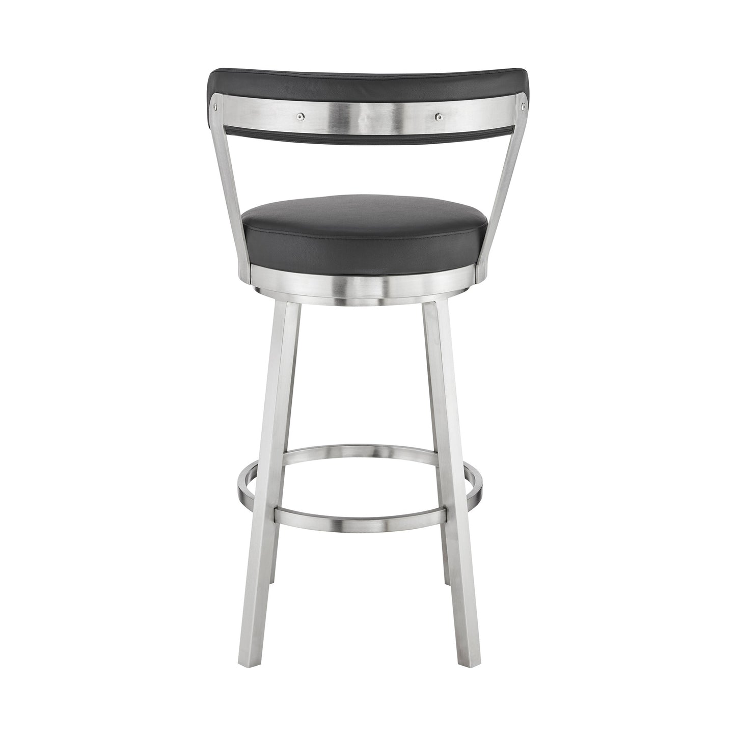 30" Black And Silver Iron Swivel Backless Bar Height Bar Chair - Homeroots - Flyclothing LLC