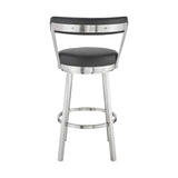 30" Black And Silver Iron Swivel Backless Bar Height Bar Chair - Homeroots - Flyclothing LLC