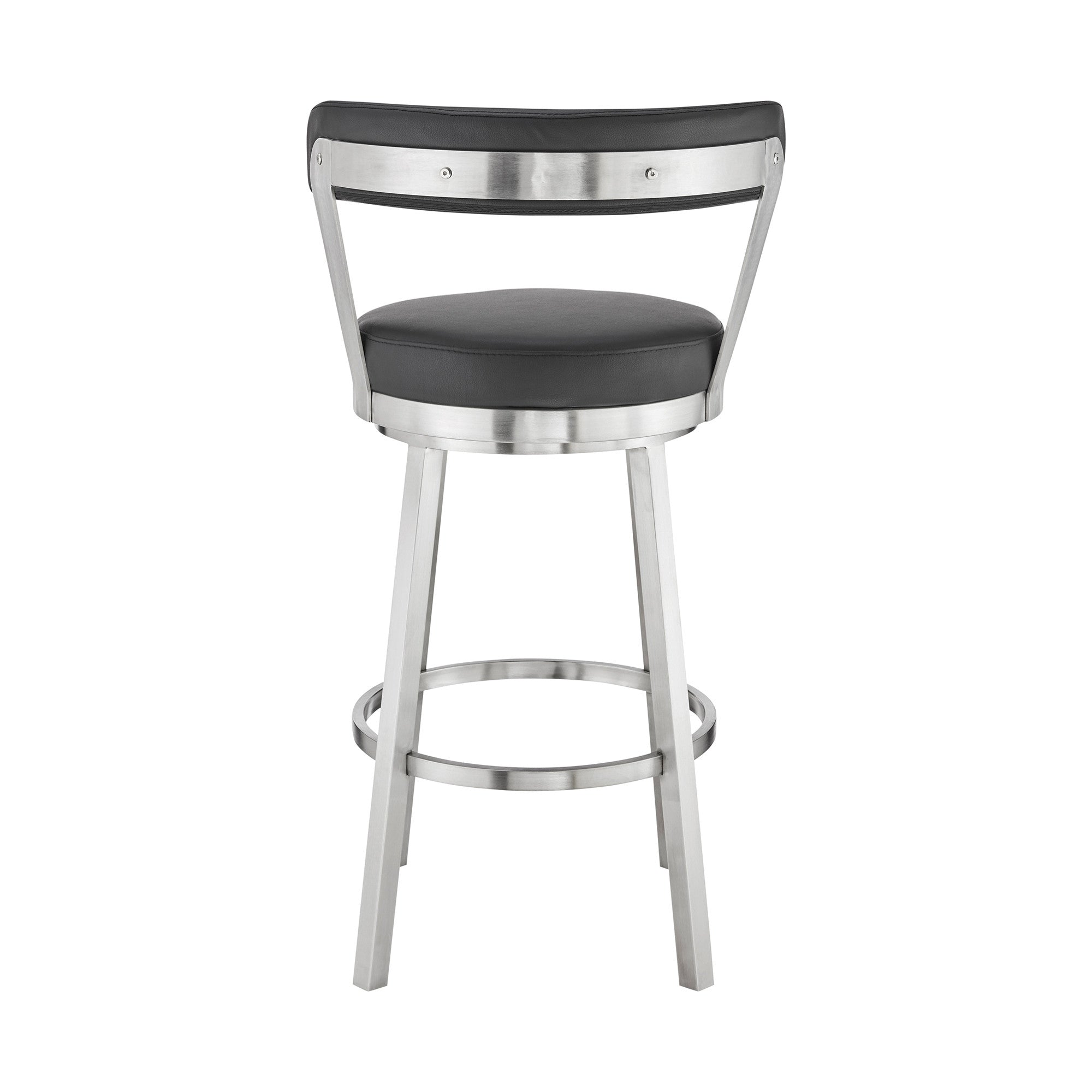 30" Black And Silver Iron Swivel Backless Bar Height Bar Chair - Homeroots - Flyclothing LLC
