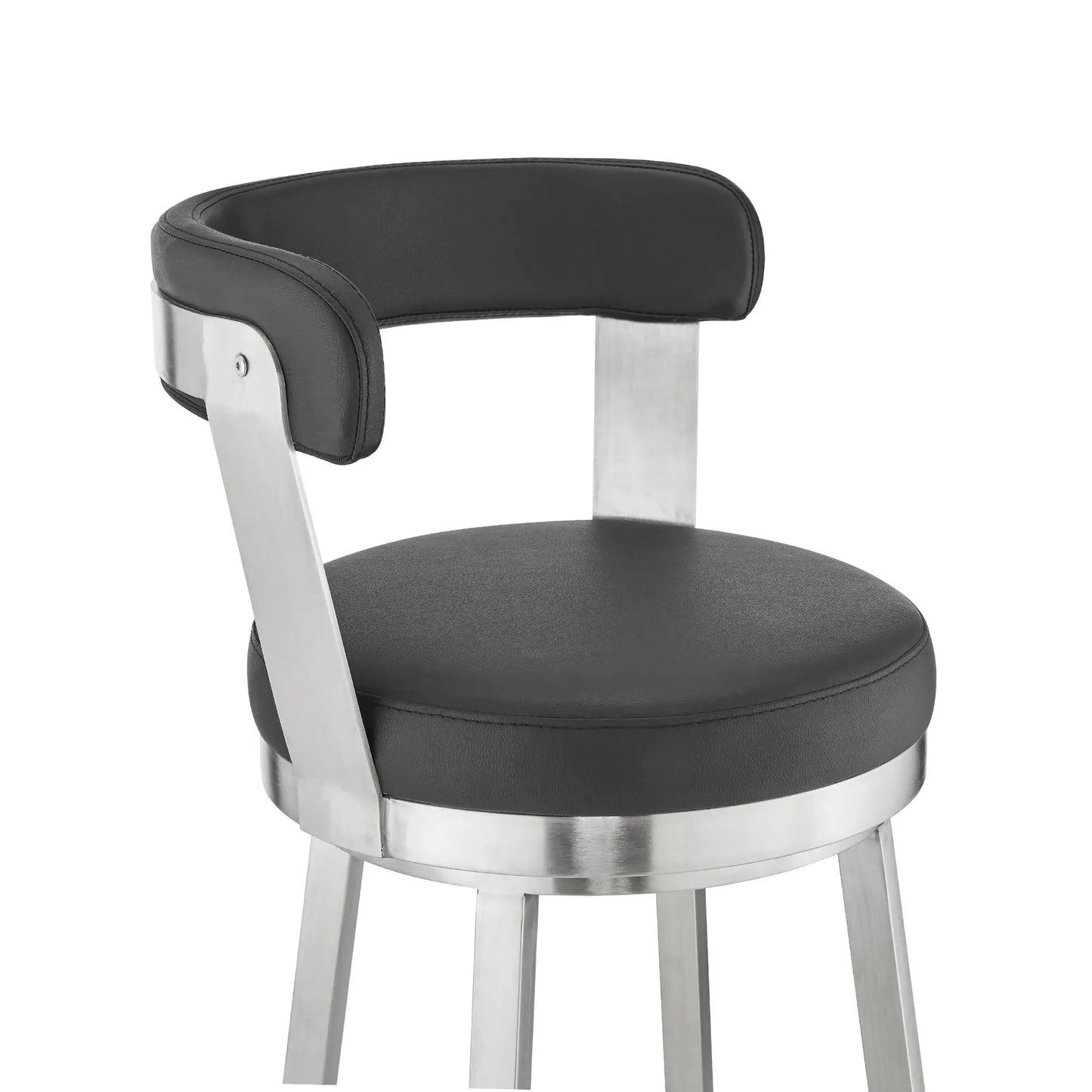 30" Black And Silver Iron Swivel Backless Bar Height Bar Chair - Homeroots - Flyclothing LLC