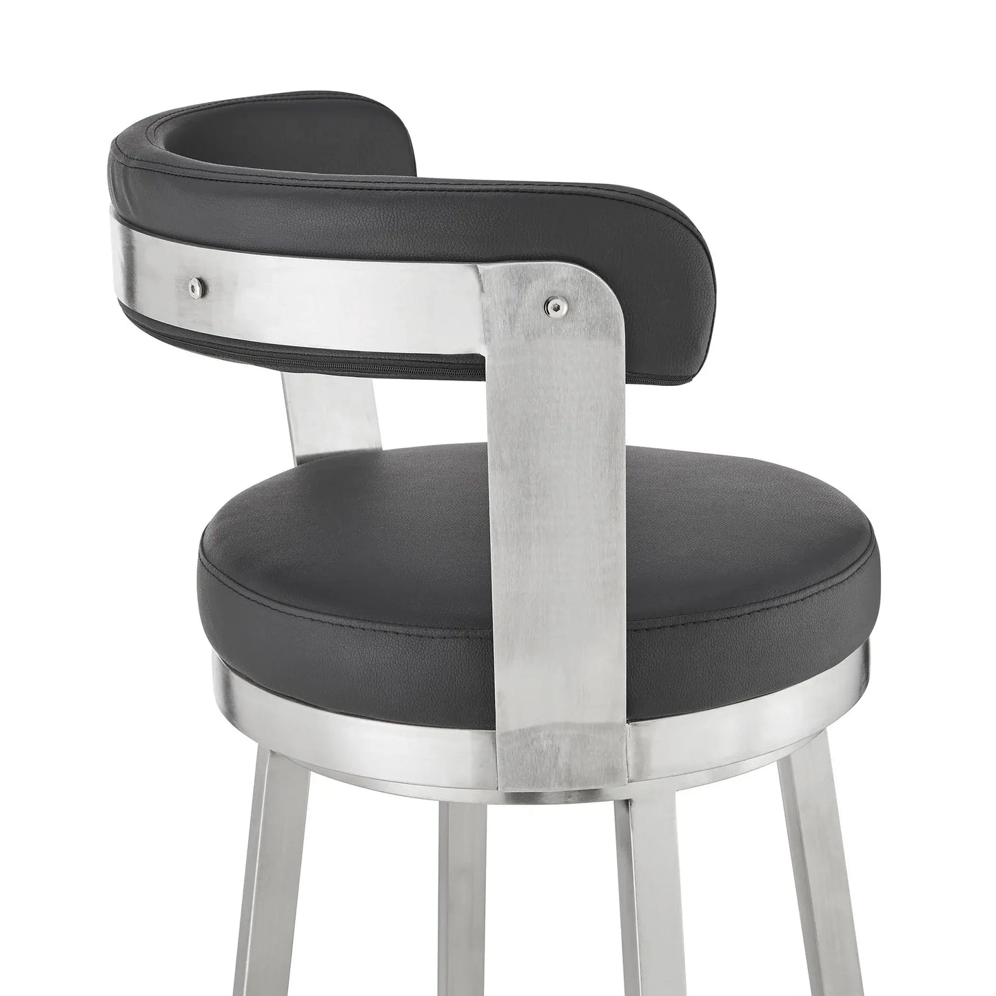30" Black And Silver Iron Swivel Backless Bar Height Bar Chair - Homeroots - Flyclothing LLC