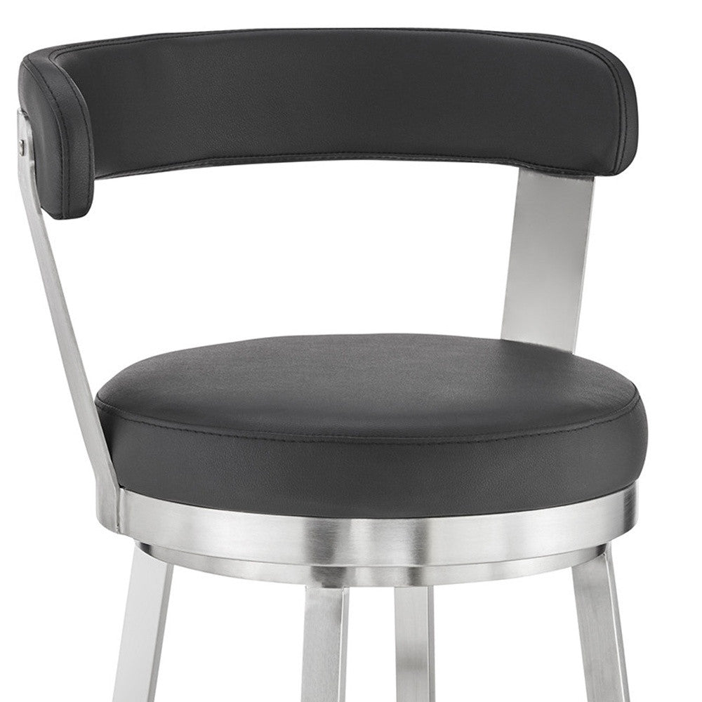 30" Black And Silver Iron Swivel Backless Bar Height Bar Chair - Homeroots - Flyclothing LLC