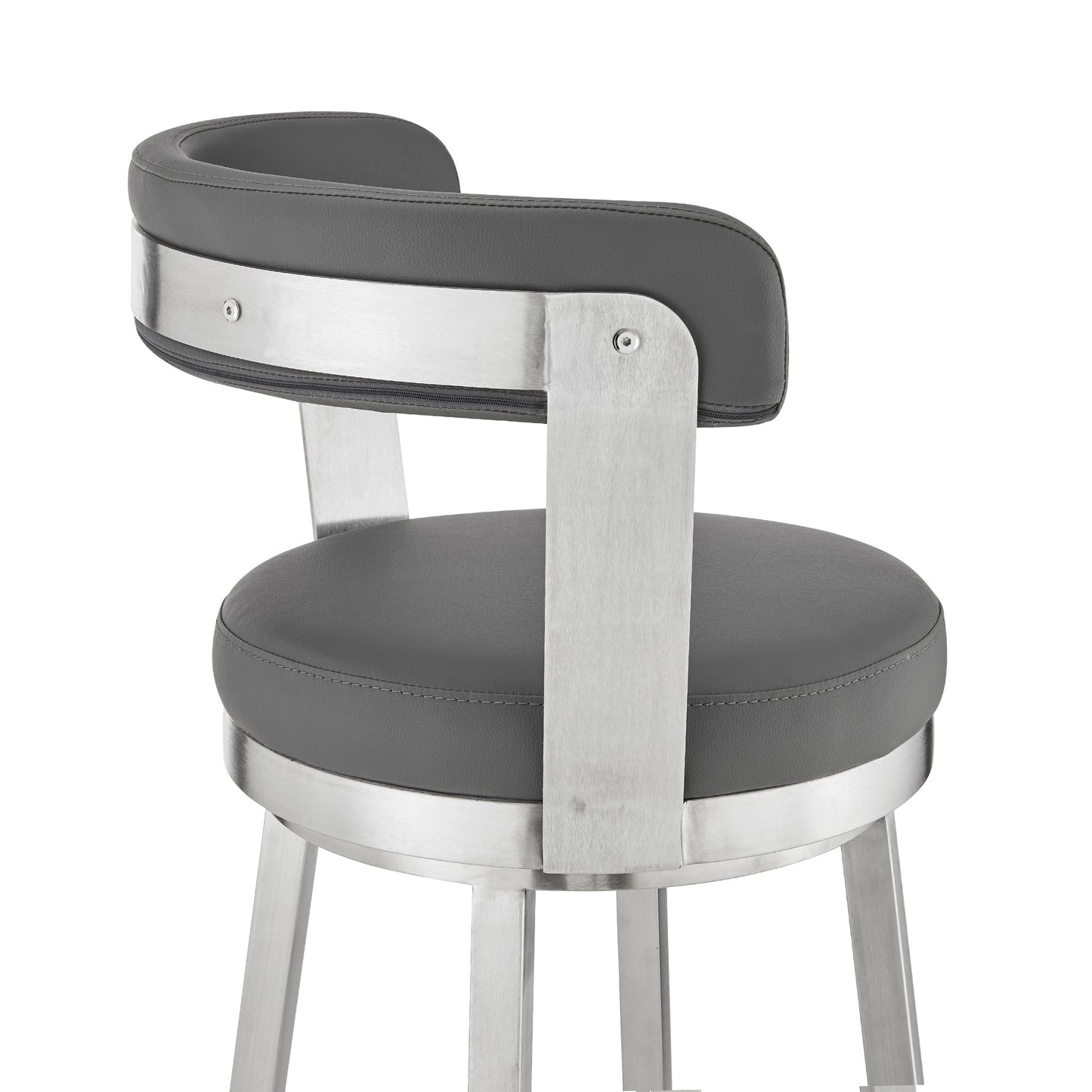26" Gray And Silver Iron Swivel Backless Counter Height Bar Chair - Homeroots - Flyclothing LLC