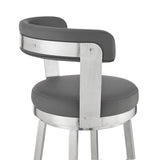 26" Gray And Silver Iron Swivel Backless Counter Height Bar Chair - Homeroots - Flyclothing LLC