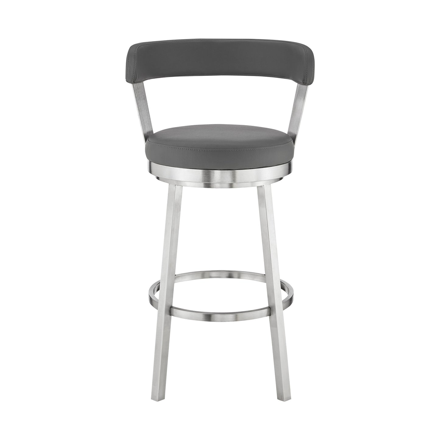 26" Gray And Silver Iron Swivel Backless Counter Height Bar Chair - Homeroots - Flyclothing LLC