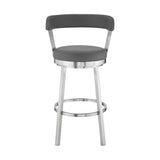 26" Gray And Silver Iron Swivel Backless Counter Height Bar Chair - Homeroots - Flyclothing LLC