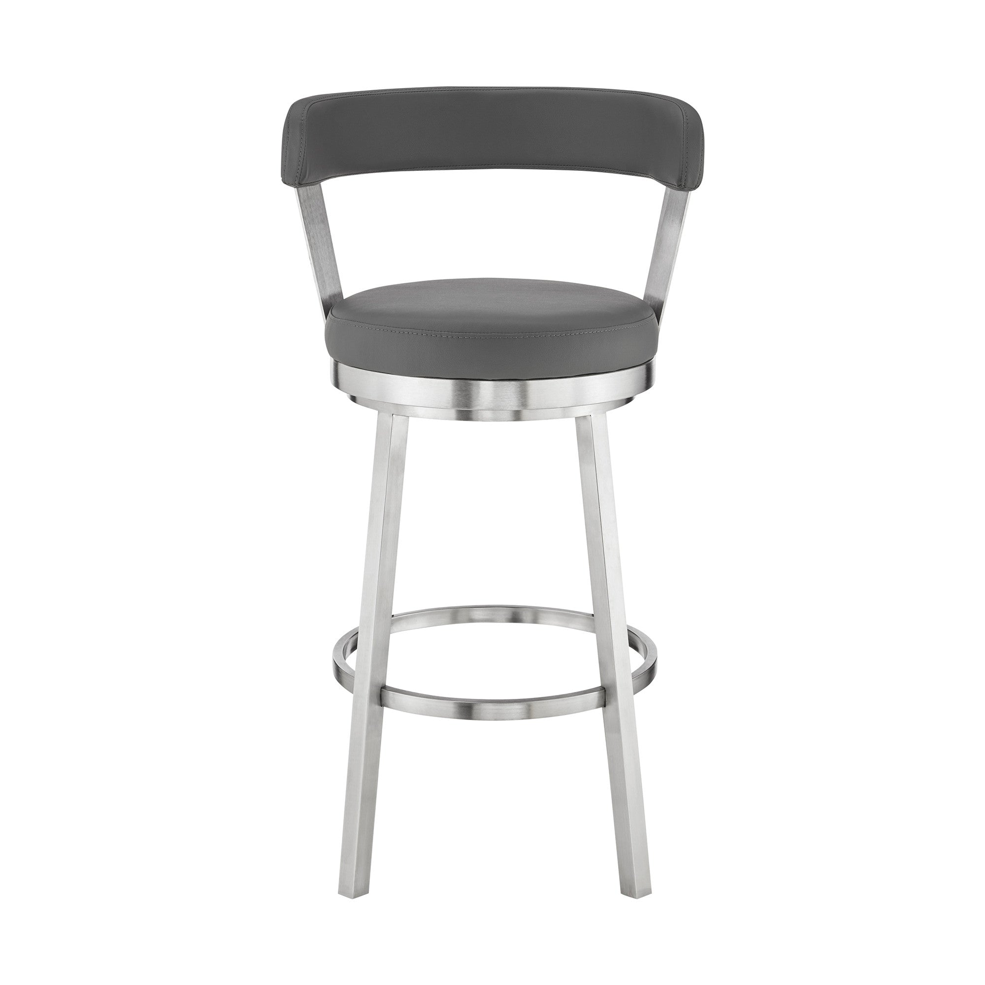 26" Gray And Silver Iron Swivel Backless Counter Height Bar Chair - Homeroots - Flyclothing LLC