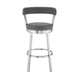 26" Gray And Silver Iron Swivel Backless Counter Height Bar Chair - Homeroots