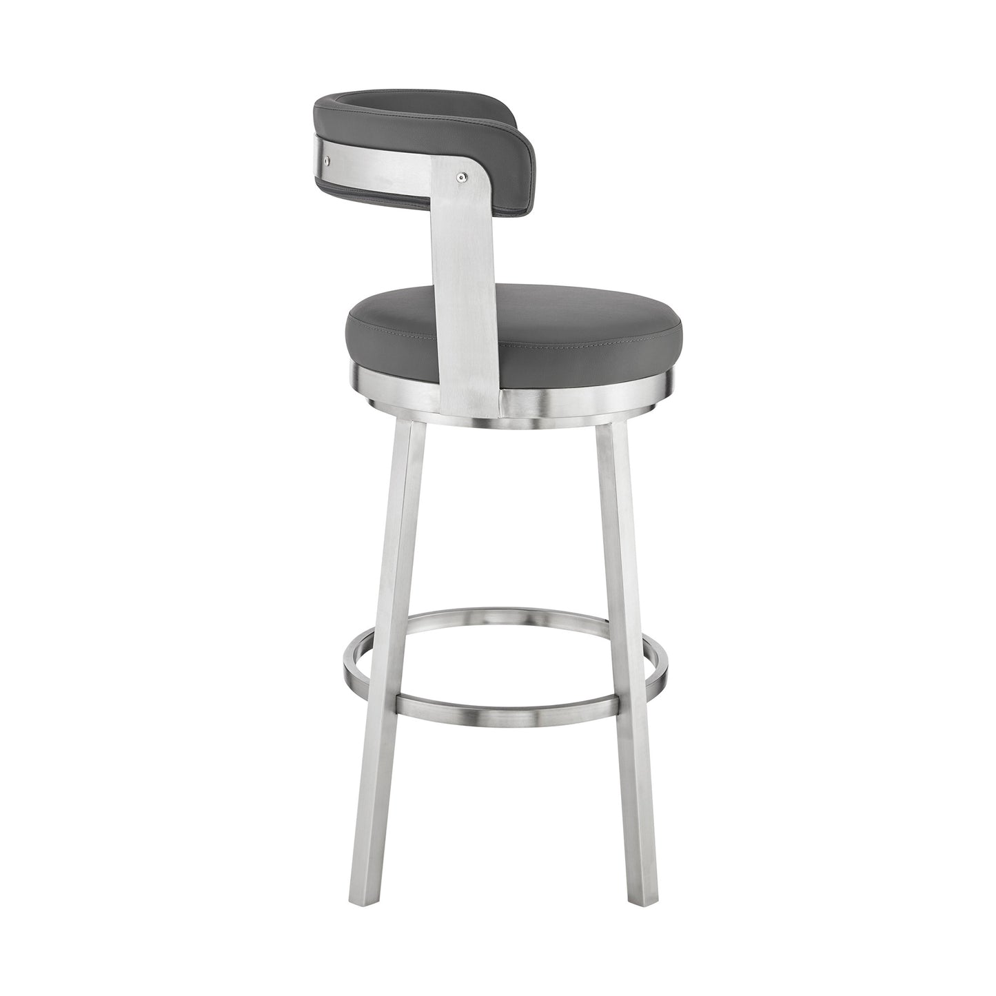 26" Gray And Silver Iron Swivel Backless Counter Height Bar Chair - Homeroots - Flyclothing LLC