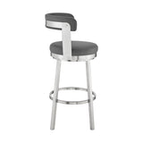 26" Gray And Silver Iron Swivel Backless Counter Height Bar Chair - Homeroots - Flyclothing LLC