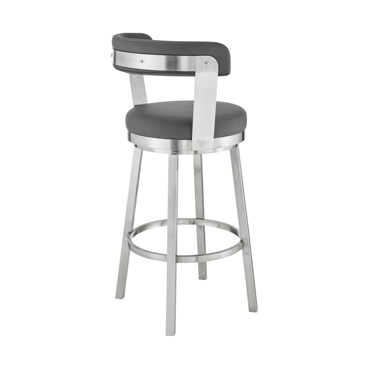 26" Gray And Silver Iron Swivel Backless Counter Height Bar Chair - Homeroots - Flyclothing LLC