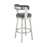 26" Gray And Silver Iron Swivel Backless Counter Height Bar Chair - Homeroots - Flyclothing LLC