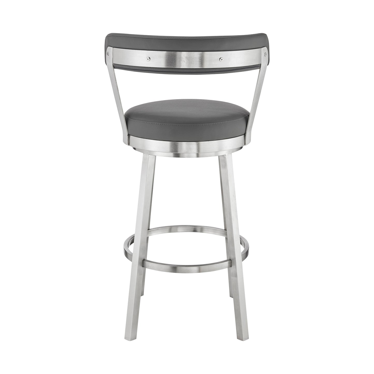 26" Gray And Silver Iron Swivel Backless Counter Height Bar Chair - Homeroots - Flyclothing LLC