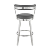 26" Gray And Silver Iron Swivel Backless Counter Height Bar Chair - Homeroots - Flyclothing LLC