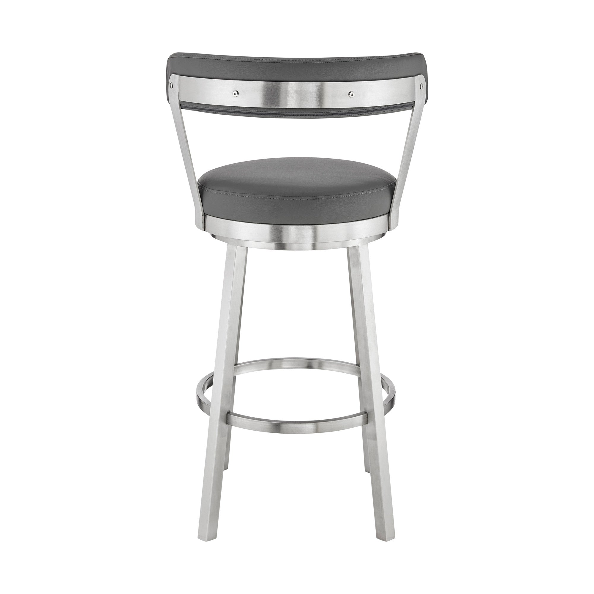 26" Gray And Silver Iron Swivel Backless Counter Height Bar Chair - Homeroots - Flyclothing LLC
