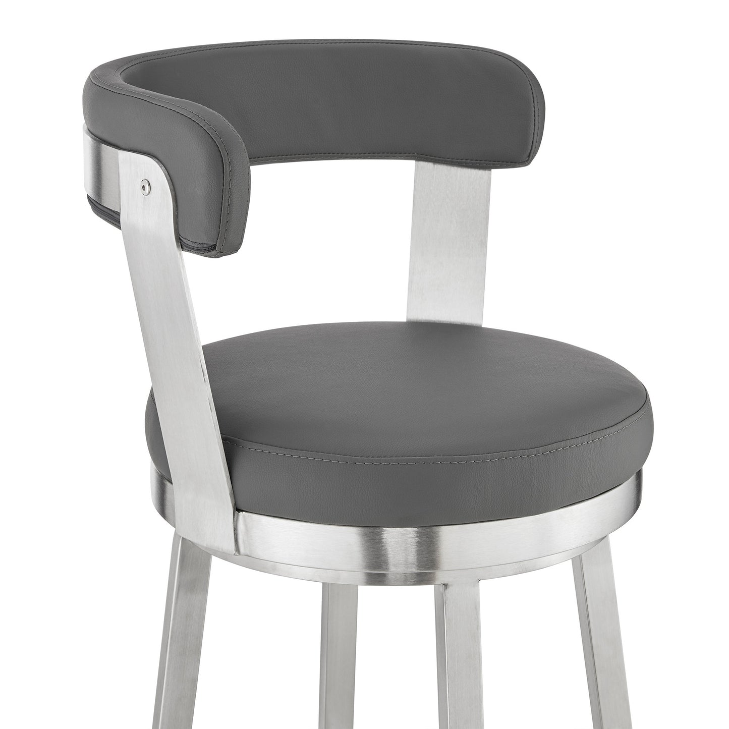 26" Gray And Silver Iron Swivel Backless Counter Height Bar Chair - Homeroots - Flyclothing LLC