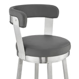 26" Gray And Silver Iron Swivel Backless Counter Height Bar Chair - Homeroots - Flyclothing LLC