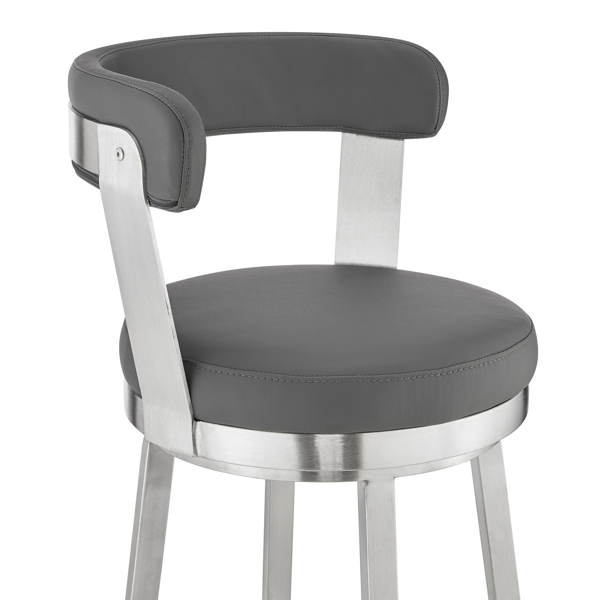 26" Gray And Silver Iron Swivel Backless Counter Height Bar Chair - Homeroots - Flyclothing LLC